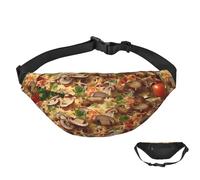 Sac banane pour homme et femme - Étanche - Avec sangle réglable, Pizza aux champignons et tomates, Taille unique