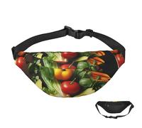 Sac banane pour homme et femme - Étanche - Deux girafes faisant des visages - Sac banane avec sangle réglable, Divers légumes, Taille unique