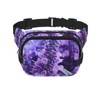 Sac banane pour homme et femme - Étanche et réglable - Motif fleurs colorées lavande violette - Pour la course à pied, l'entraînement, la randonnée, les voyages, noir, taille unique, Noir , Taille