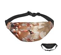 Sac banane pour homme et femme - Étanche - Fleur de pêche - Avec sangle réglable, Fleur de pêcher, Taille unique