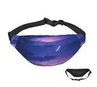 Sac banane pour homme et femme - Étanche - Motif flamant rose - Avec sangle réglable, Silhouette de ciel nocturne, Taille unique