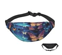 Sac banane pour homme et femme - Étanche - Motif tigre coloré - Coucher de soleil - Avec sangle réglable, Papillon ciel étoilé, Taille unique