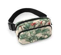 Sac banane pour homme et femme - Fleurs rouges sur tige - Pour voyage, course à pied, randonnée, fleurs rouges sur tige - 20 x 13 cm - Fleurs rouges sur tige - 20 x 13 cm, Fleurs rouges sur tige,