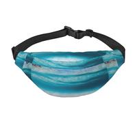 Sac banane pour homme et femme, fleurs tropicales et feuilles d'anémones, grand sac banane pour entraînement, randonnée, course à pied, voyage, Bleu tropical Océantropical Bleu océan, Taille unique,