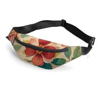 Sac banane pour homme et femme - Fragments floraux jaunes - Sac banane de sport avec sangle réglable - Sac banane tendance pour voyage, course à pied, entraînement, blanc, 36 x 15 cm, blanc, 14.2x5.9