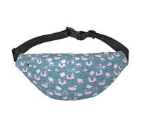 Sac banane pour homme et femme, grand sac à bandoulière pour entraînement, randonnée, course à pied, voyage, Lama mignon dessin animé sur bluecute dessin animé lama sur bleu, Taille unique, Sacs