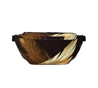 Sac banane pour homme et femme, groupe de papillons, sac banane avec sangle réglable, sac banane tendance pour voyage, Plumes dorées, Taille unique