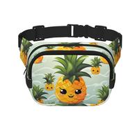 Sac banane pour homme et femme - Imperméable et réglable - Sac banane tendance en forme d'ananas mignon pour la course à pied, l'entraînement, la randonnée, les voyages, noir, taille unique, Noir