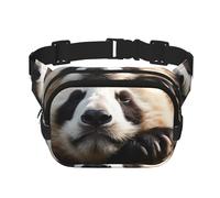 Sac banane pour homme et femme - Imperméable et réglable - Sac banane tendance en forme de panda endormi - Pour la course à pied, l'entraînement, la randonnée, les voyages, noir, taille unique, Noir