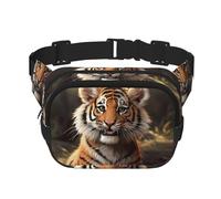 Sac banane pour homme et femme - Imperméable et réglable - Sac banane tendance en forme de tigre mignon pour la course à pied, l'entraînement, la randonnée, les voyages, noir, taille unique, Noir