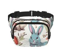 Sac banane pour homme et femme - Imperméable et réglable - Sac banane tendance - Motif fleurs, lapins, oiseaux - Pour la course à pied, l'entraînement, la randonnée, les voyages, noir, taille unique