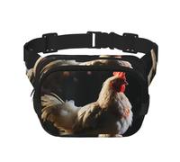Sac banane pour homme et femme - Imperméable et réglable - Sac banane tendance - Motif poulet sur une branche - Pour la course à pied, l'entraînement, la randonnée, les voyages, noir, taille unique