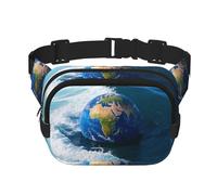 Sac banane pour homme et femme - Imperméable et réglable - Sac banane tendance - Tons de terre et vagues - Pour la course à pied, l'entraînement, la randonnée, les voyages, noir, taille unique, Noir