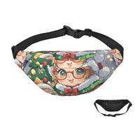 Sac banane pour homme et femme - Imperméable - Motif chat blanc - Avec sangle réglable, Jolies fêtes de Noël, Taille unique