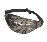 Sac banane pour homme et femme - Imperméable - Sac banane de sport tendance - Sac banane réglable avec fermeture éclair - Pour la course à pied, la randonnée, les voyages, Train Track, Taille unique