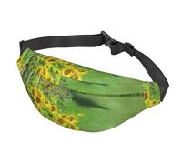 Sac banane pour homme et femme - Imperméable - Style vintage - Motif léopard - Tendance - Avec fermeture éclair - Pour la course à pied, la randonnée, les voyages, Clôture de vigne et tournesol,