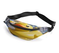 Sac banane pour homme et femme, joli sac banane en caoutchouc jaune imprimé canard, sac banane tendance avec sangle réglable, Noir , 36*15cm