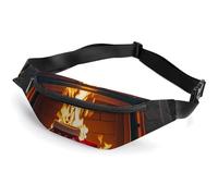 Sac banane pour homme et femme - La lumière du feu reflète Noël partout - Sac banane de sport avec sangle réglable - Sac banane tendance pour voyage, course à pied, entraînement, blanc, 36 x 15 cm,