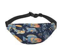 Sac banane pour homme et femme - Lapin assis dans la fleur - Sac banane avec sangle réglable - Sac banane tendance pour voyage, Il y a différents poissons, Taille unique