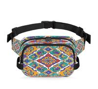 Sac banane pour homme et femme - Mandala coloré rétro classique chic style tribu réglable et étanche pour voyage, sport, randonnée, course à pied, Mandala coloré., Taille unique