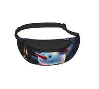 Sac banane pour homme et femme - Motif bonhomme de neige - Lumières de vacances - Sac banane imprimé pour promener le chien - Pour voyage, sport, course à pied, randonnée, jogging, gym, Noir , Taille