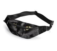 Sac banane pour homme et femme, motif chat noir sur fond noir, sac banane de sport pour voyage, course, randonnée, marche, entraînement, un chat noir sur fond noir, 36 x 15 cm, Un chat noir sur fond