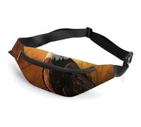 Sac banane pour homme et femme - Motif coucher de soleil doré et aigle chauve - Pour voyage, course à pied, randonnée, marche, entraînement, coucher de soleil doré, pygargue à tête blanche, 36 x 15