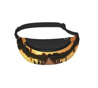 Sac banane pour homme et femme - Motif coucher de soleil - Superbe pont sur le lac - Sac banane imprimé pour promener le chien - Pour voyage, sport, course à pied, randonnée, jogging, gym, Noir ,