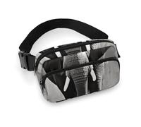 Sac banane pour homme et femme - Motif éléphant noir et blanc - Pour voyage, course à pied, randonnée, éléphant noir et blanc - 20 x 13 cm, Éléphant noir et blanc, 20x13cm, Sac banane