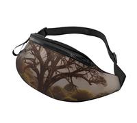 Sac banane pour homme et femme, motif empreintes de pieds d'animaux - Sac banane pour voyage, sport, marche, Arbre d'Afrique, Taille unique