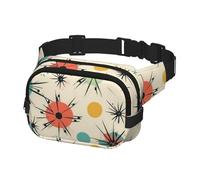Sac banane pour homme et femme - Motif étoiles atomiques rétro - Avec sangles réglables - Noir - Taille unique, Noir , Taille unique