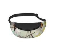 Sac banane pour homme et femme - Motif fleurs dans différentes caractéristiques - Avec cadre imprimé - Pour voyage, sport, course à pied, randonnée, jogging, gym, Noir , Taille unique