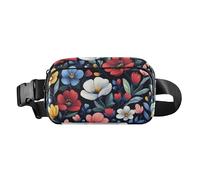 Sac banane pour homme et femme - Motif floral rose zinnia cananna beige - Grande capacité - Portefeuille de voyage pour passeport - Pour cyclisme, randonnée, gym, 15, 1 Size