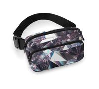 Sac banane pour homme et femme - Motif graffiti et papillons - Étanche - Pour téléphone portable, Motif abstrait en strass et paillettes, 20x13cm, Art Déco