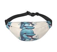 Sac banane pour homme et femme Motif hibou parmi fleurs la nuit Sac banane avec sangle réglable Sac banane tendance pour voyage, Dessin animé de dauphin heureux, Taille unique