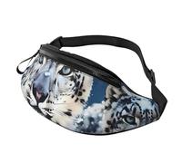 Sac banane pour homme et femme - Motif léopard des neiges aux yeux bleus - Sac banane imperméable - Avec sangle réglable - Pour le sport et le voyage