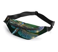 Sac banane pour homme et femme - Motif libellule verte - Sac banane de sport pour voyage, course à pied, randonnée, marche, entraînement, libellule verte, 36 x 15 cm, Libellule verte., 36*15cm