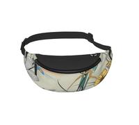 Sac banane pour homme et femme - Motif libellules sur fleurs et branches - Sac banane imprimé pour promener le chien - Pour voyage, sport, course à pied, randonnée, jogging, gym, Noir , Taille unique