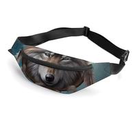 Sac banane pour homme et femme - Motif loup 3D - Avec attrape-rêves - Pour voyage, course à pied, randonnée, marche, entraînement, attrape-rêves 3D - 36 x 15 cm, Attrape-rêves 3D Loup, 36*15cm