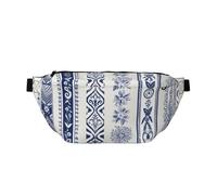 Sac banane pour homme et femme, motif Père Noël portant des lunettes, ceinture avec sangle réglable, sac banane tendance pour voyage, Lot de broderies bleues, Taille unique