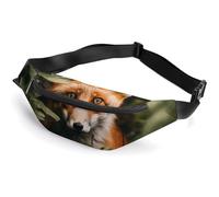 Sac banane pour homme et femme - Motif renard derrière un arbre - Sac banane de sport avec sangle réglable - Pour voyage, course à pied, entraînement, blanc, 36 x 15 cm, blanc, 14.2x5.9 Inches