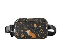 Sac banane pour homme et femme, motif renard, fleurs rétro, sac banane pour promener le chien, la course, le cyclisme, la randonnée, les voyages, l'entraînement avec sangle réglable, C842, Poche de