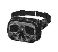 Sac banane pour homme et femme - Motif tête de mort - Avec sangles réglables - Noir - Taille unique, Noir , Taille unique