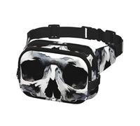 Sac banane pour homme et femme - Motif tête de mort blanc et gris - Taille unique, Noir , Taille unique