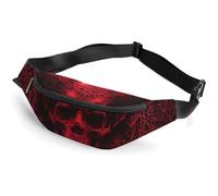 Sac banane pour homme et femme - Motif tête de mort et cornes de démon - Sac banane pour voyage, marche, course à pied, couleur 1, 36 x 15 cm, Couleur : 1, 36*15cm