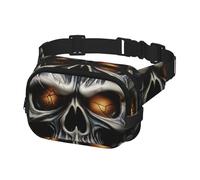 Sac banane pour homme et femme - Motif tête de mort maléfique - Réglable - Sac à bandoulière pour voyage - Noir - Taille unique, Noir , Taille unique