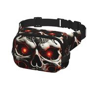 Sac banane pour homme et femme - Motif tête de mort maléfique - Taille unique - Noir, Noir , Taille unique