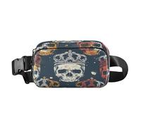Sac banane pour homme et femme - Motif tête de mort - Sans couture - Pour la marche, la course à pied, le cyclisme, la randonnée, les voyages - Avec sangle réglable, C830, Poche de rangement