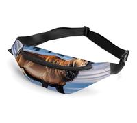 Sac banane pour homme et femme - Motif The Footprints by Elk on The Snow - Sac banane de sport avec sangle réglable - Pour voyage, course à pied, entraînement, blanc, 36 x 15 cm, blanc, 14.2x5.9