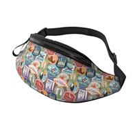 Sac banane pour homme et femme - Motif timbre du monde - Sac à bandoulière pour homme et femme
